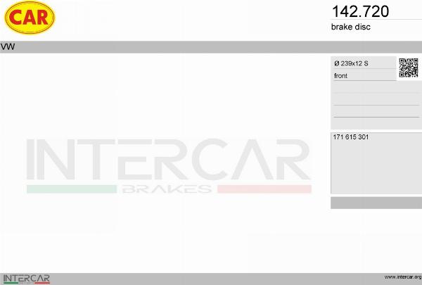 CAR 142.720 - Гальмівний диск autozip.com.ua
