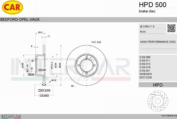 CAR HPD 500 - Гальмівний диск autozip.com.ua