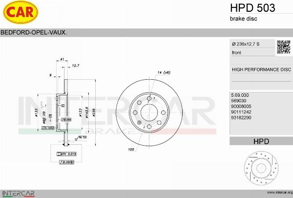 CAR HPD 503 - Гальмівний диск autozip.com.ua