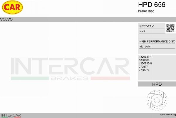 CAR HPD 656 - Гальмівний диск autozip.com.ua