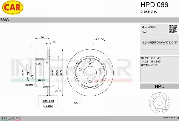 CAR HPD 066 - Гальмівний диск autozip.com.ua