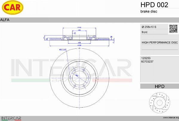 CAR HPD 002 - Гальмівний диск autozip.com.ua