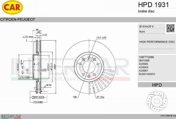 CAR HPD 1931 - Гальмівний диск autozip.com.ua
