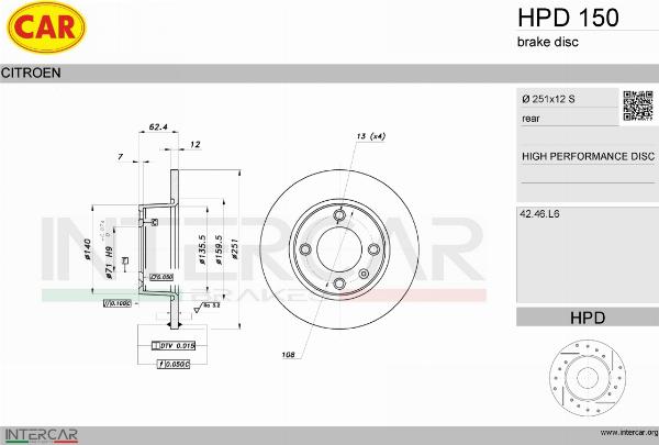 CAR HPD 150 - Гальмівний диск autozip.com.ua