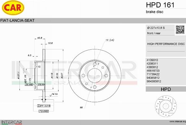 CAR HPD 161 - Гальмівний диск autozip.com.ua