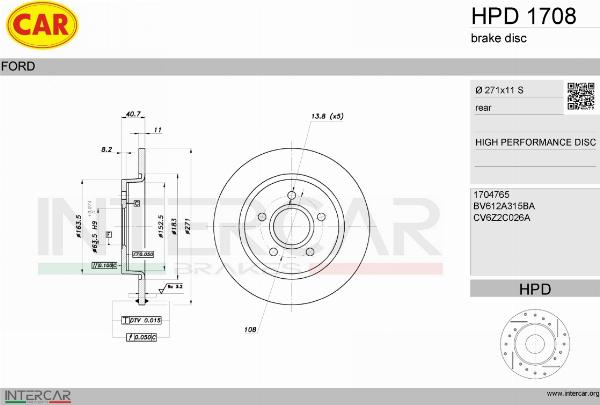 CAR HPD 1708 - Гальмівний диск autozip.com.ua