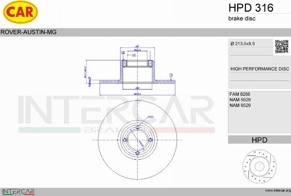 CAR HPD 316 - Гальмівний диск autozip.com.ua