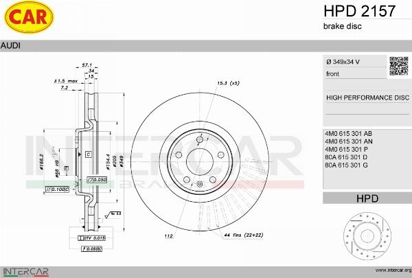 CAR HPD 2157 - Гальмівний диск autozip.com.ua