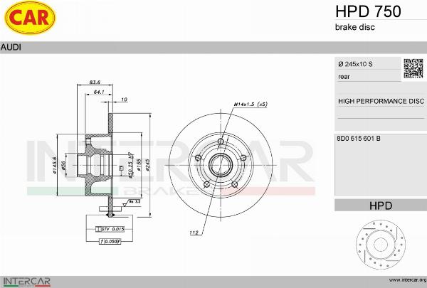 CAR HPD 750 - Гальмівний диск autozip.com.ua