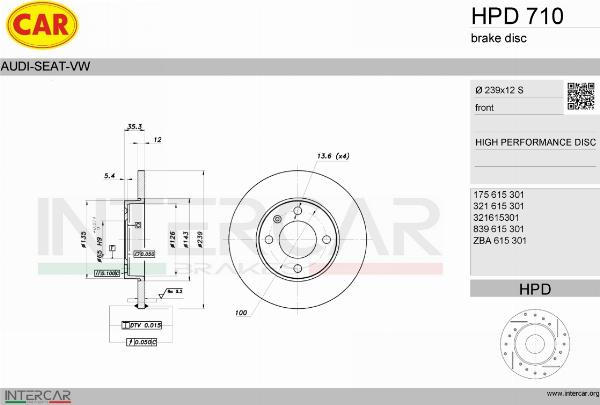 CAR HPD 710 - Гальмівний диск autozip.com.ua