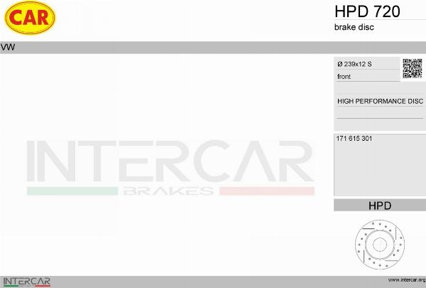 CAR HPD 720 - Гальмівний диск autozip.com.ua
