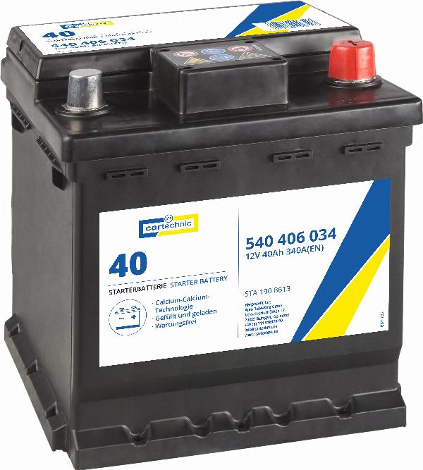 Cartechnic 40 27289 00654 3 - Стартерна акумуляторна батарея, АКБ autozip.com.ua