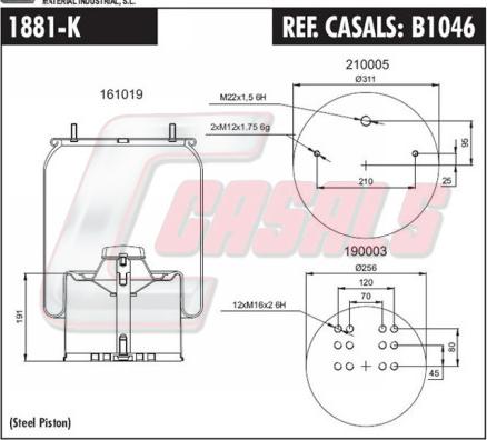 Casals B1046 - Кожух пневматичної ресори autozip.com.ua