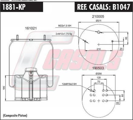 Casals B1047 - Кожух пневматичної ресори autozip.com.ua