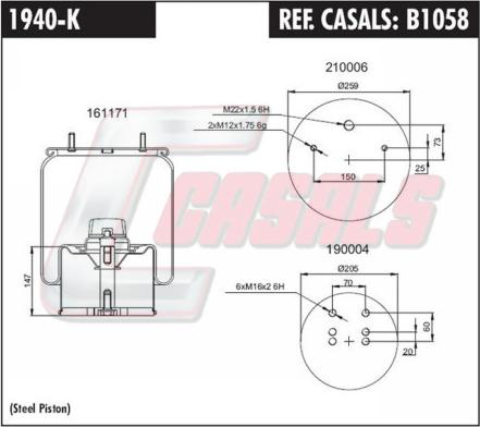 Casals B1058 - Кожух пневматичної ресори autozip.com.ua