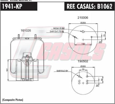 Casals B1062 - Кожух пневматичної ресори autozip.com.ua