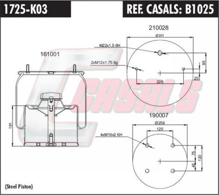 Casals B1025 - Кожух пневматичної ресори autozip.com.ua