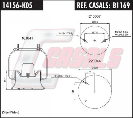 Casals B1169 - Кожух пневматичної ресори autozip.com.ua