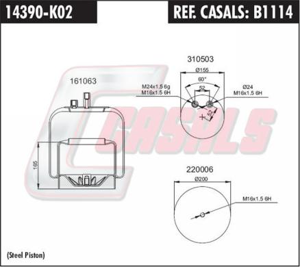 Casals B1114 - Кожух пневматичної ресори autozip.com.ua