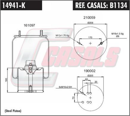 Casals B1134 - Кожух пневматичної ресори autozip.com.ua