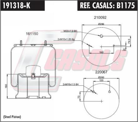 Casals B1175 - Кожух пневматичної ресори autozip.com.ua