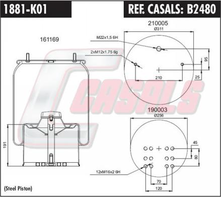 Casals B2480 - Кожух пневматичної ресори autozip.com.ua