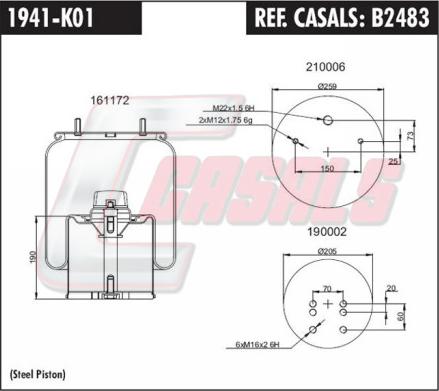 Casals B2483 - Кожух пневматичної ресори autozip.com.ua