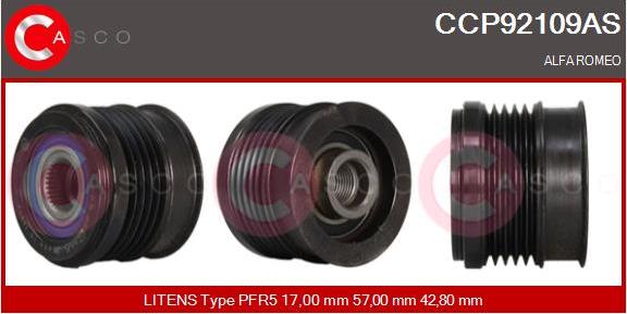 Casco CCP92109AS - Ремінний шків, генератор autozip.com.ua