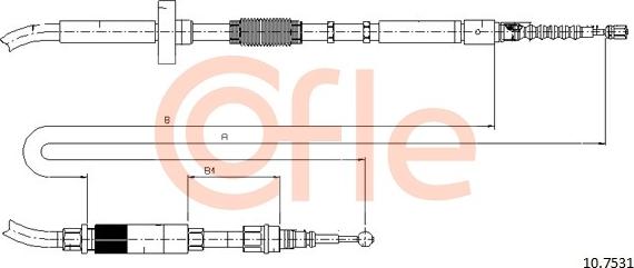 Cofle 10.7531 - Трос ручного гальма задн. L-P 1805-1640 Audi A4 01.95- autozip.com.ua