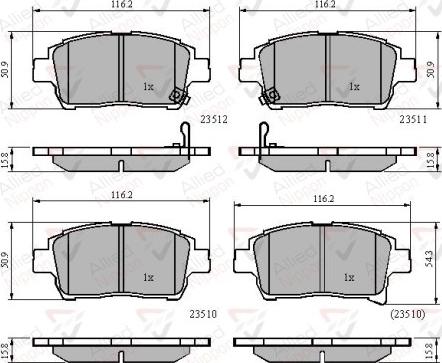 Allied Nippon ADB31790 - Гальмівні колодки, дискові гальма autozip.com.ua