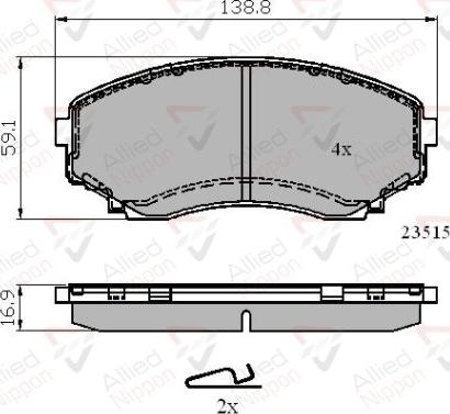 ALLIED NIPPON ADB31732 - Гальмівні колодки, дискові гальма autozip.com.ua