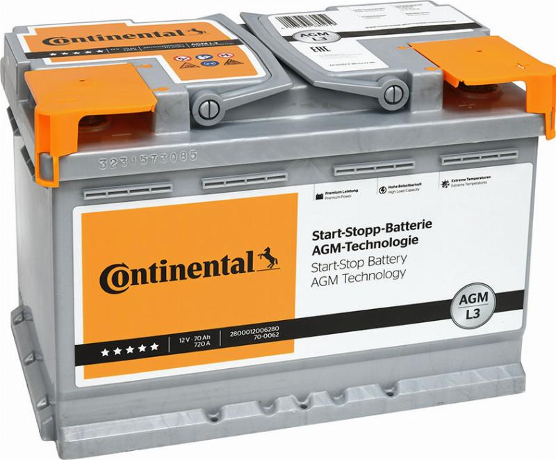 CONTINENTAL 2800012006280 - Стартерна акумуляторна батарея, АКБ autozip.com.ua