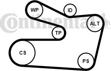 Contitech 6PK1733WP1 - Водяний насос + комплект струмкових ременів autozip.com.ua