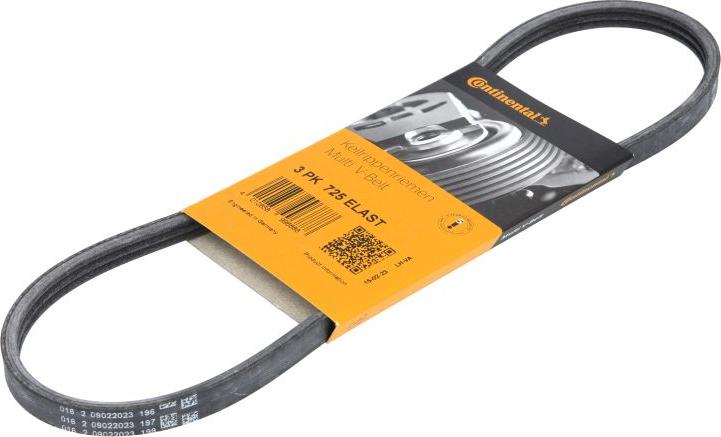 CONTINENTAL 3 PK 725 ELAST - Поліклиновий ремінь autozip.com.ua