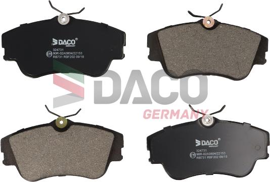 DACO 324731 - Гальмівні колодки, дискові гальма autozip.com.ua