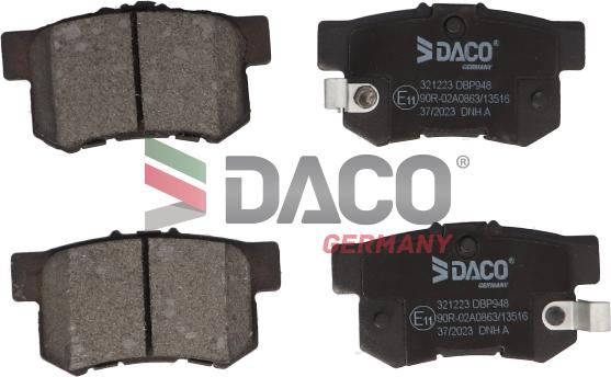 DACO 321223 - Гальмівні колодки, дискові гальма autozip.com.ua