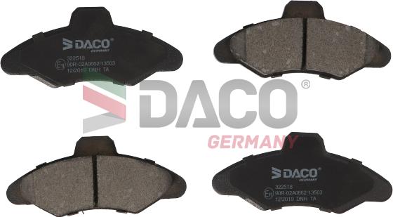 DACO 322518 - Гальмівні колодки, дискові гальма autozip.com.ua