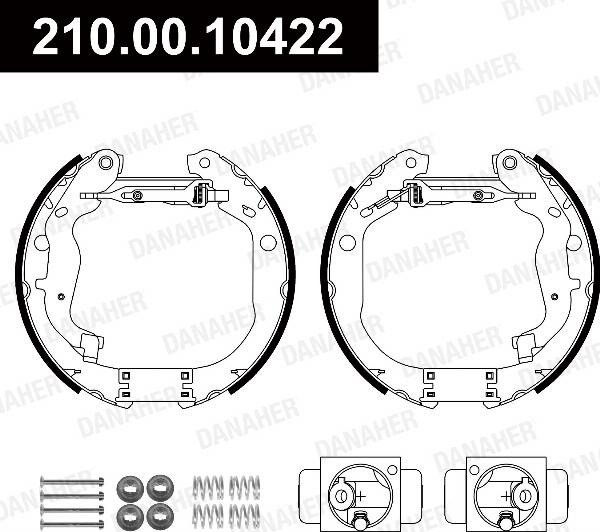 Danaher 210.00.10422 - Комплект гальм, барабанний механізм autozip.com.ua
