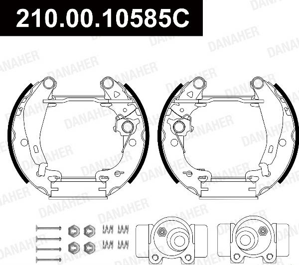Danaher 210.00.10585C - Комплект гальм, барабанний механізм autozip.com.ua