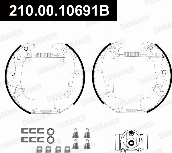 Danaher 210.00.10691B - Комплект гальм, барабанний механізм autozip.com.ua