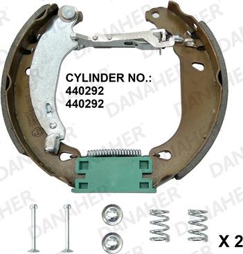 Danaher 210.00.10343 - Комплект гальм, барабанний механізм autozip.com.ua