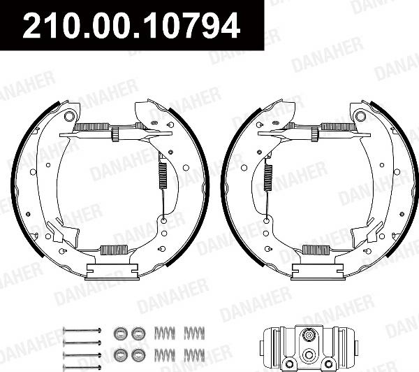Danaher 210.00.10794 - Комплект гальм, барабанний механізм autozip.com.ua