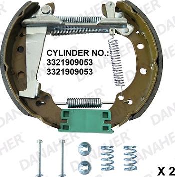 Danaher 210.01.10127A - Комплект гальм, барабанний механізм autozip.com.ua
