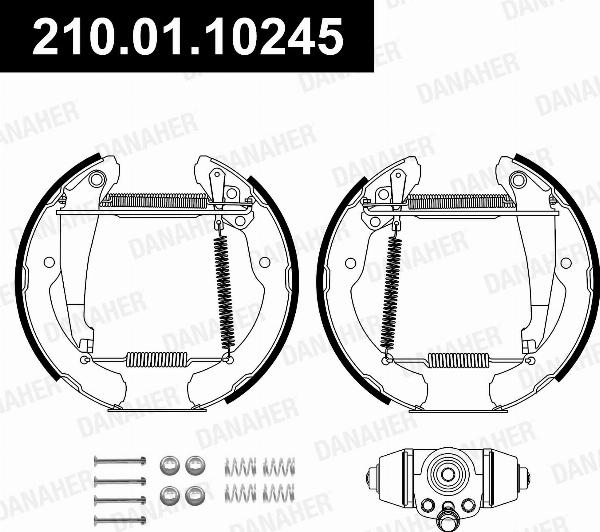 Danaher 210.01.10245 - Комплект гальм, барабанний механізм autozip.com.ua