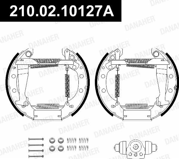 Danaher 210.02.10127A - Комплект гальм, барабанний механізм autozip.com.ua