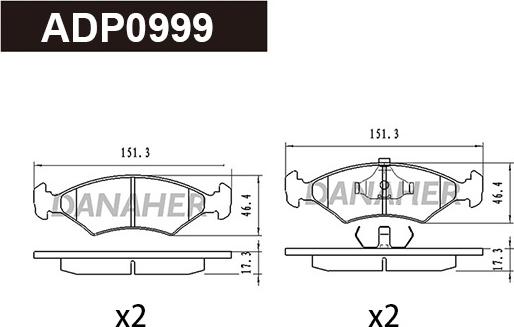 Danaher ADP0999 - Гальмівні колодки, дискові гальма autozip.com.ua