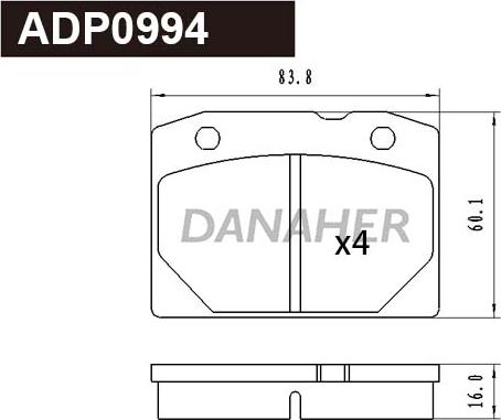 Danaher ADP0994 - Гальмівні колодки, дискові гальма autozip.com.ua