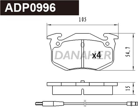 Danaher ADP0996 - Гальмівні колодки, дискові гальма autozip.com.ua