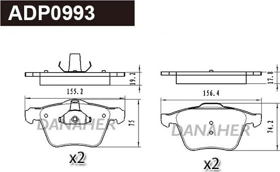 Danaher ADP0993 - Гальмівні колодки, дискові гальма autozip.com.ua