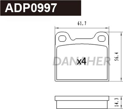 Danaher ADP0997 - Гальмівні колодки, дискові гальма autozip.com.ua